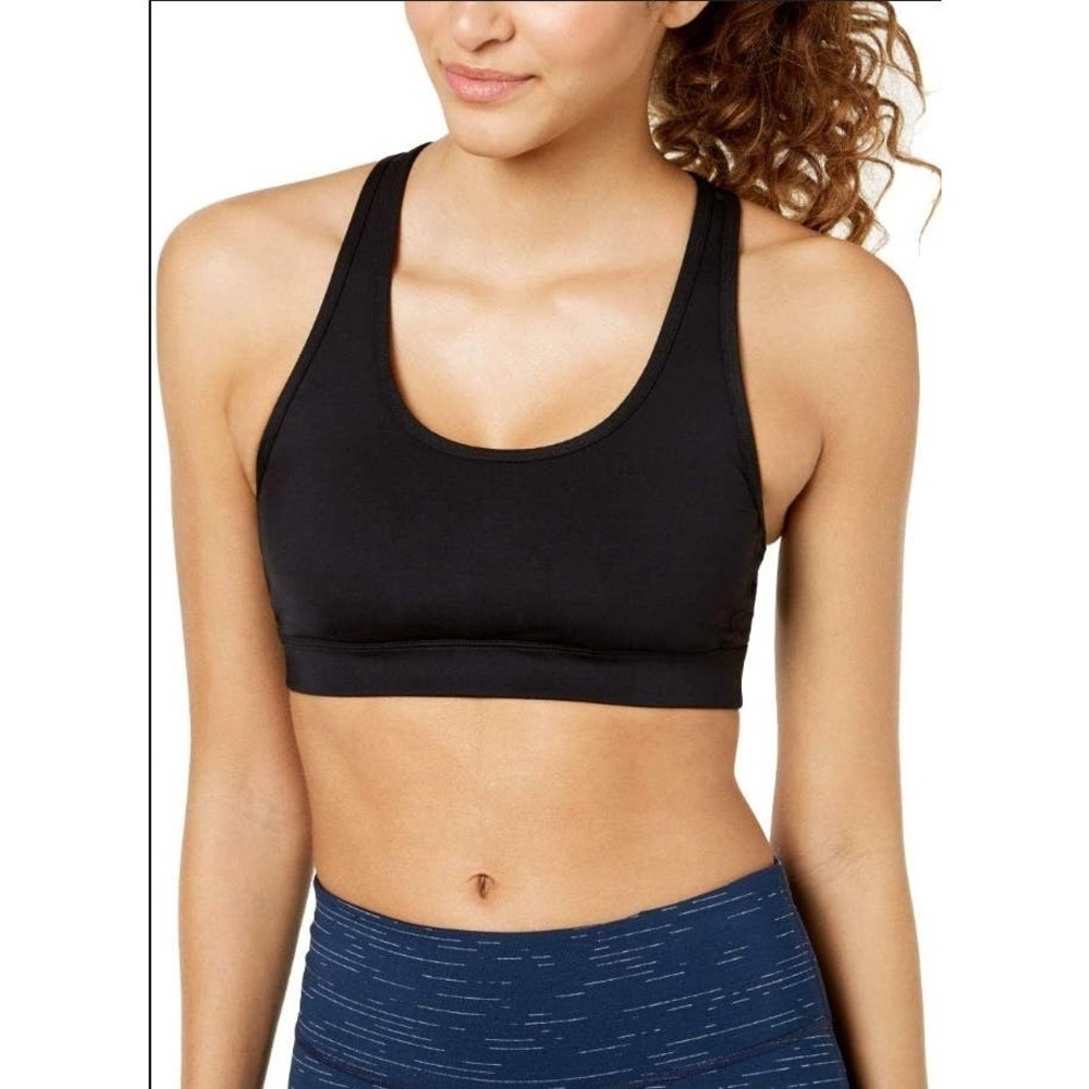 Ideology Women's Black Sports Bra Small Racerback Cutout NWT